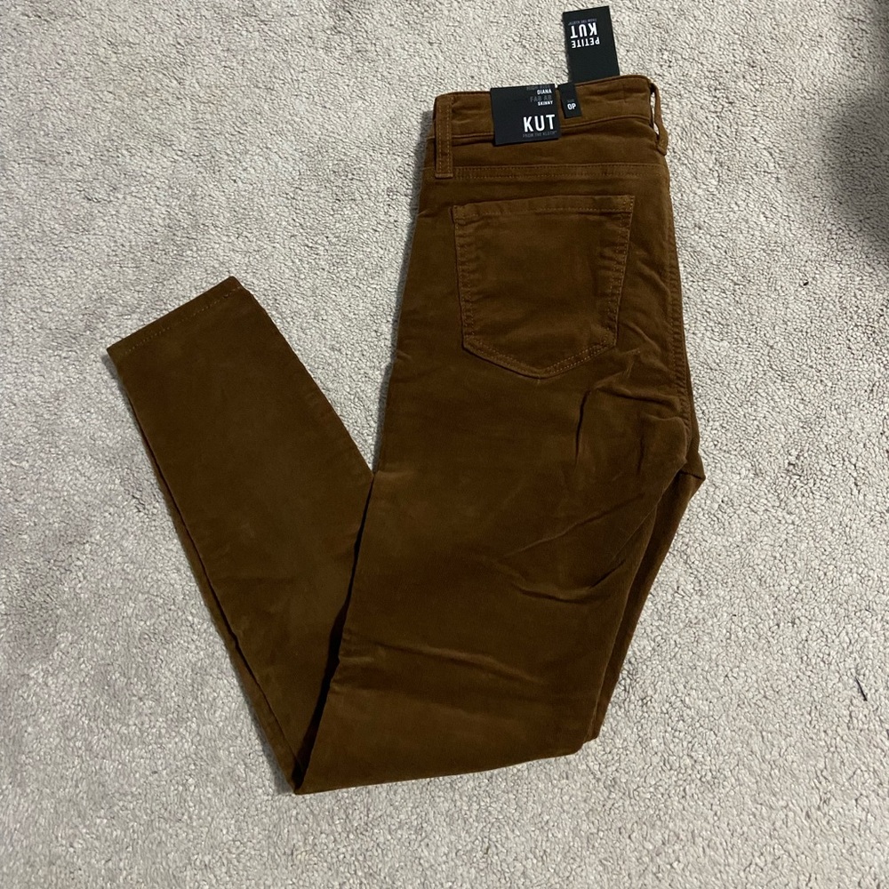 Kut from the Kloth High Rise Diana Fab AB Skinny Corduroy Jeans Brown NWT Sz:0P